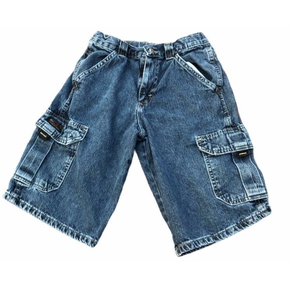 WRG Other - WRG Jean Cargo Shorts Blue Denim Boys 12 Regular Adjustable Waist Bermuda